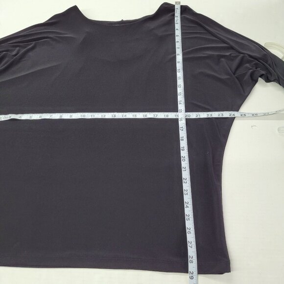 Frank Lyman Design Top Womens 6 Black Tunic Dolman Slit Sleeve Contrast Cuff - Picture 7 of 8